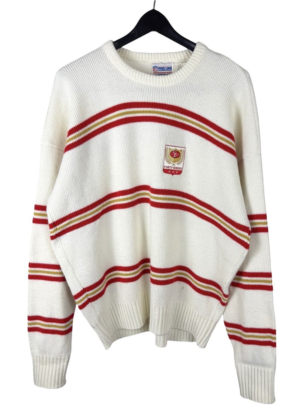 Vintage 90s Pro Line Cliff Engle San Francisco 49ers Knit Sweater Size XL